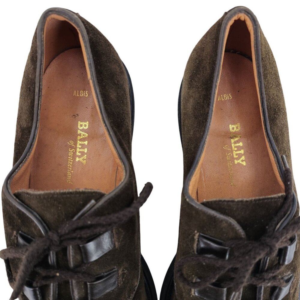 Vintage Bally Switzerland Brown Suede Dress Shoes Mens 10.5 Cap-toe Derby Oxford - Picture 4 of 9